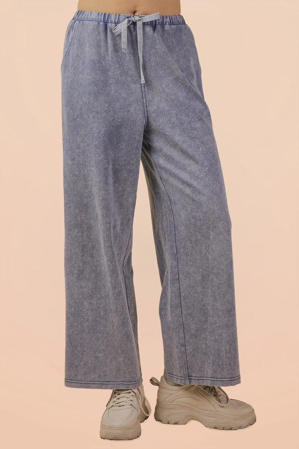 Cloud 9 Mineral Wash 100% Cotton Knit Top & Pants Lounge Set