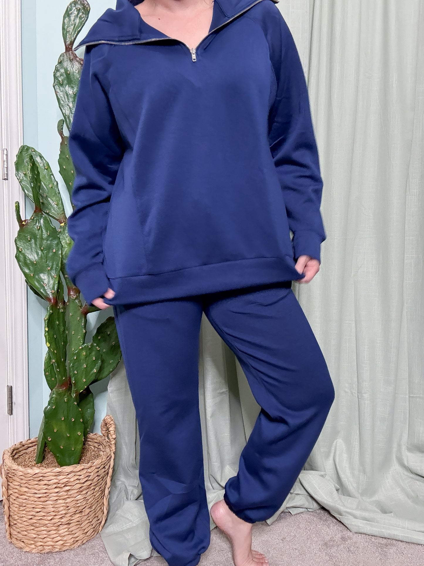 SET- Priority Boarding Navy Quarter Zip Pullover + Jogger