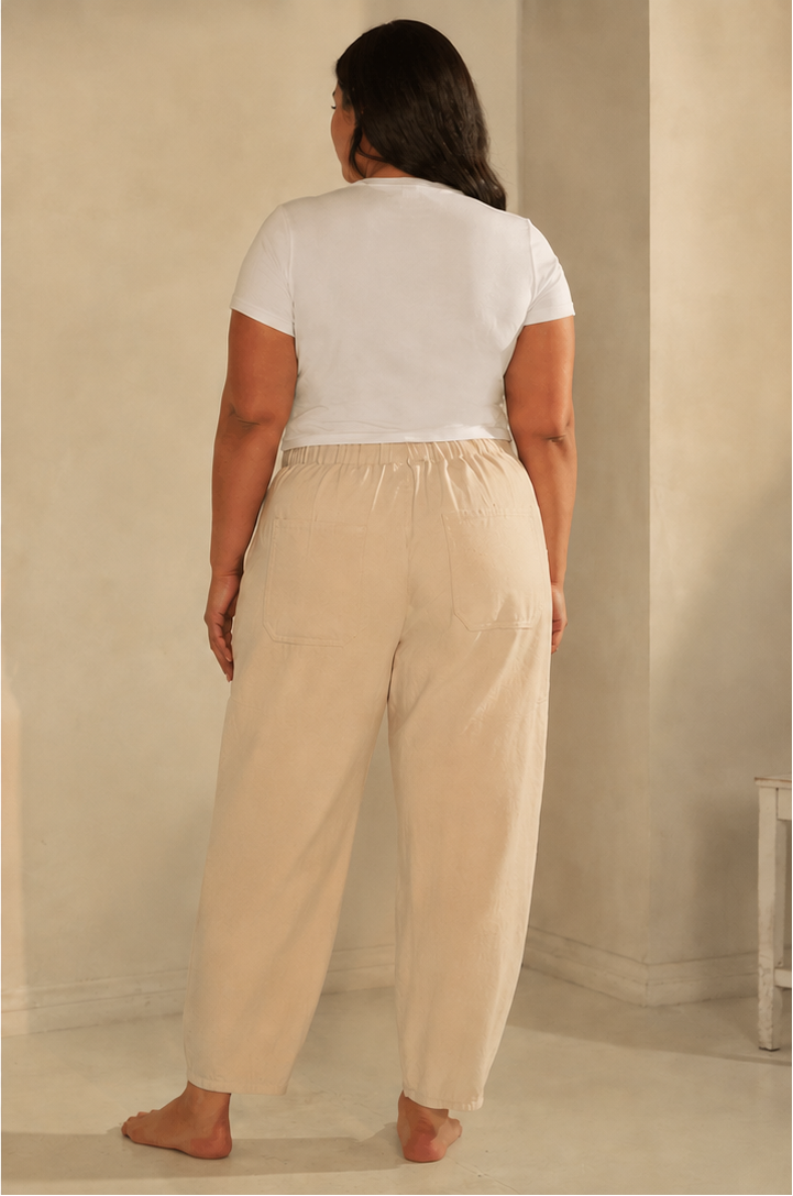 Balboa Cotton Blend Drawstring Cropped Barrel Pants