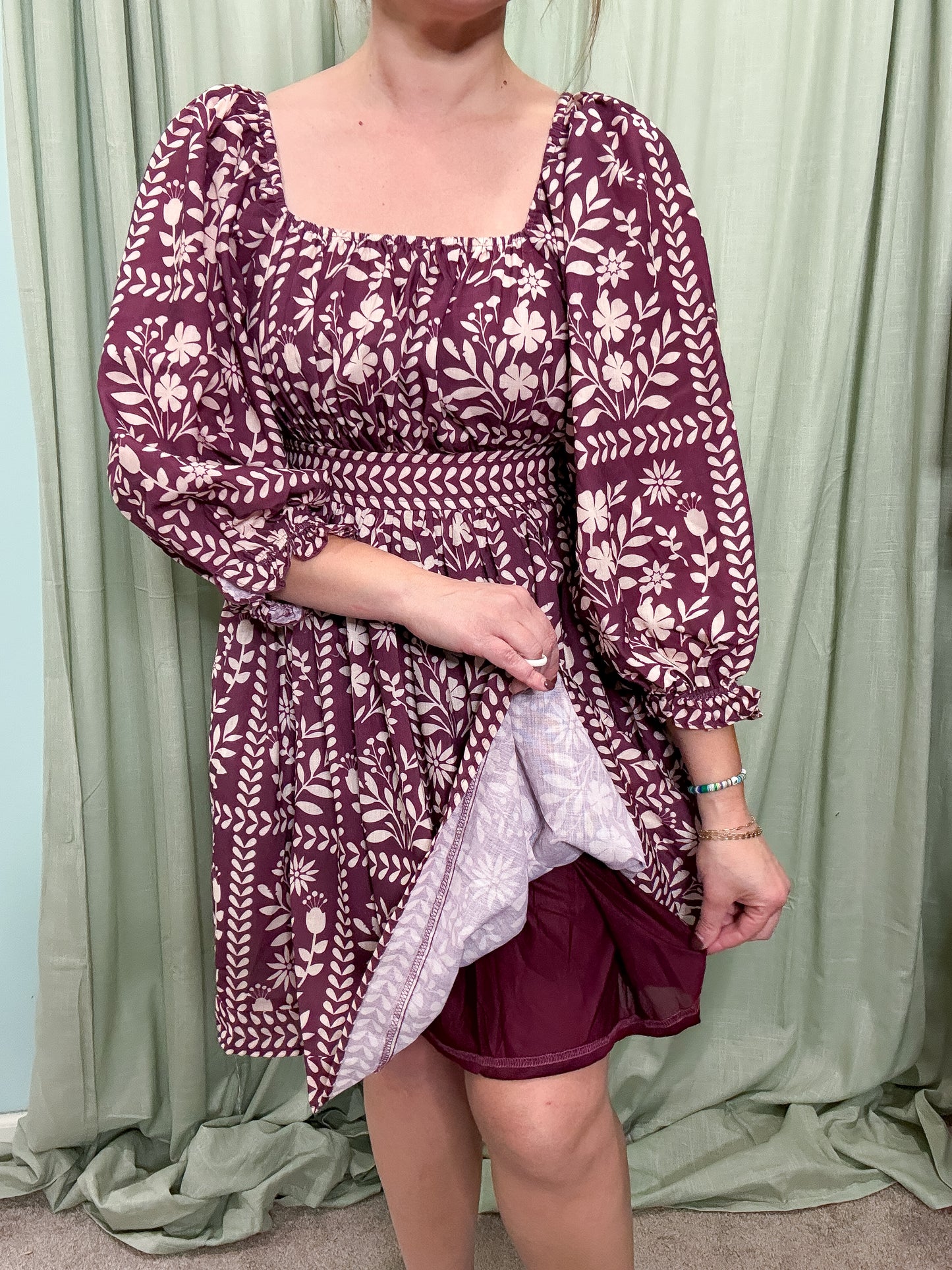 Sugar Plum Floral Print Dress with Tie Back