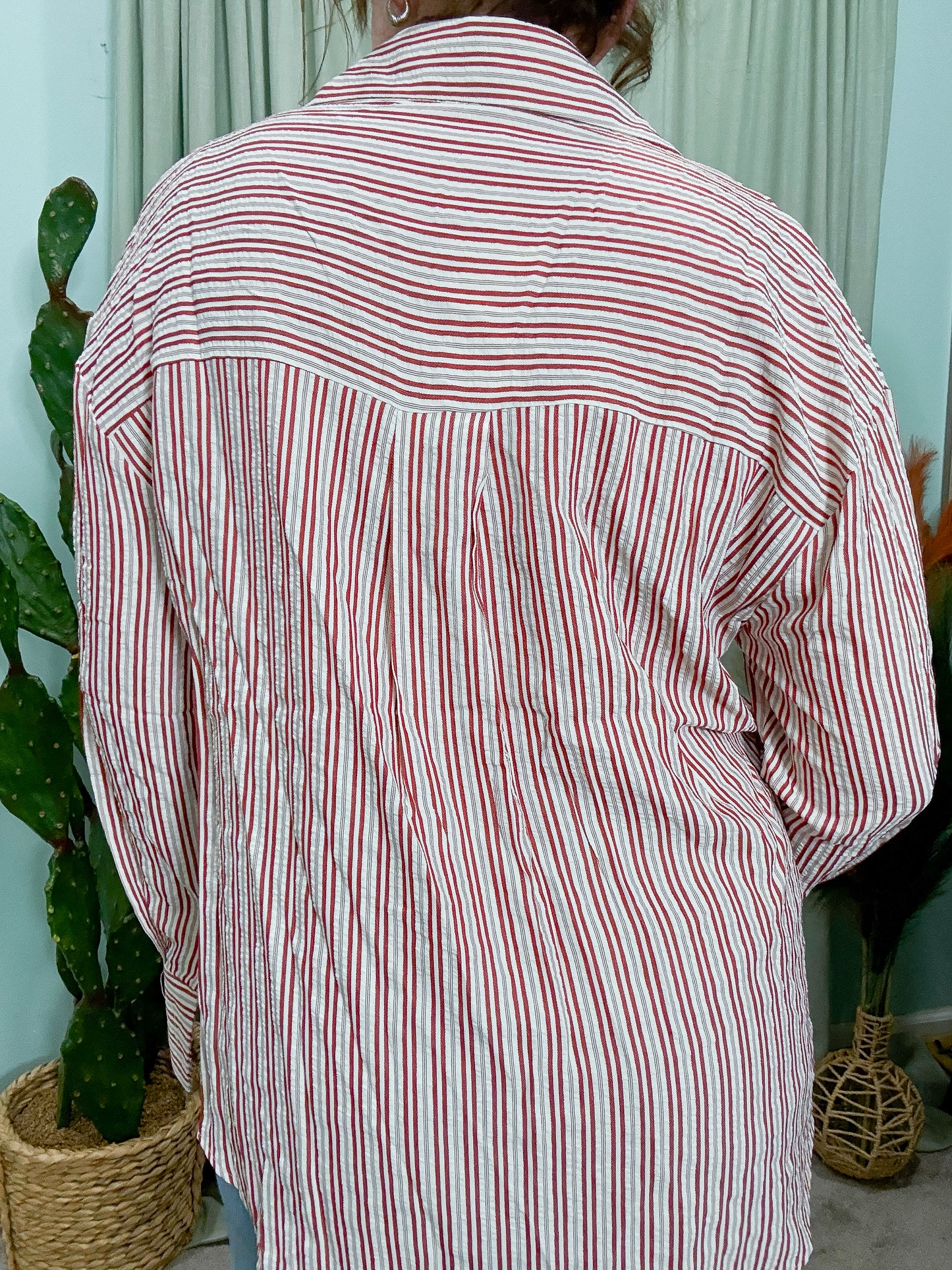 Kathryn Classic Button up in Red Stripe