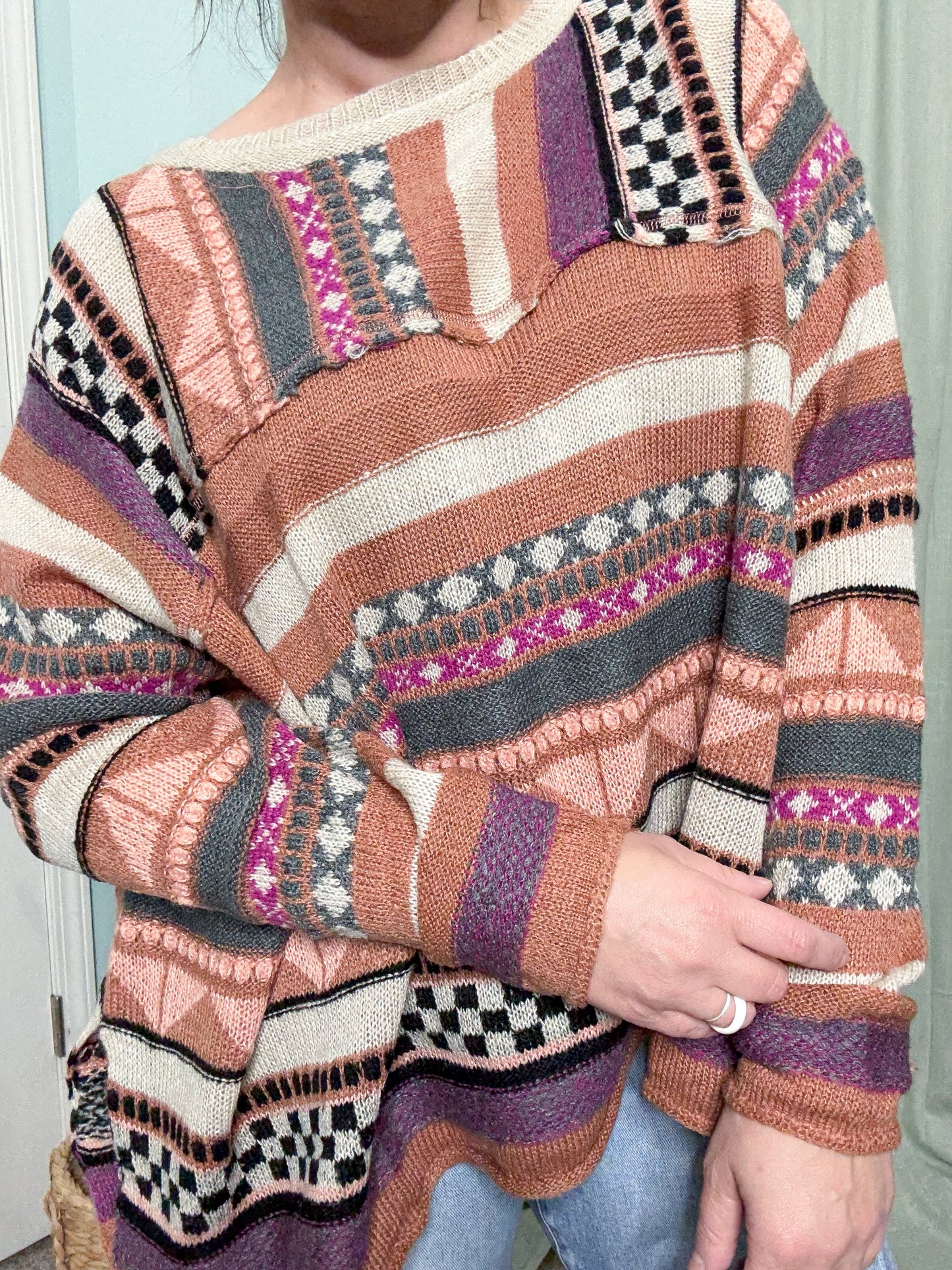Vintage Vibes Stripe Long Sleeve Sweater