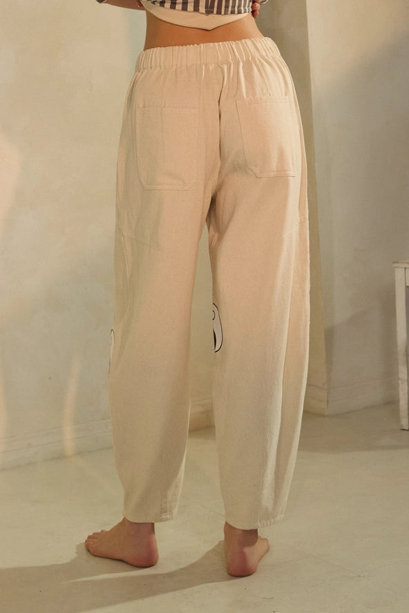 Balboa Cotton Blend Drawstring Cropped Barrel Pants
