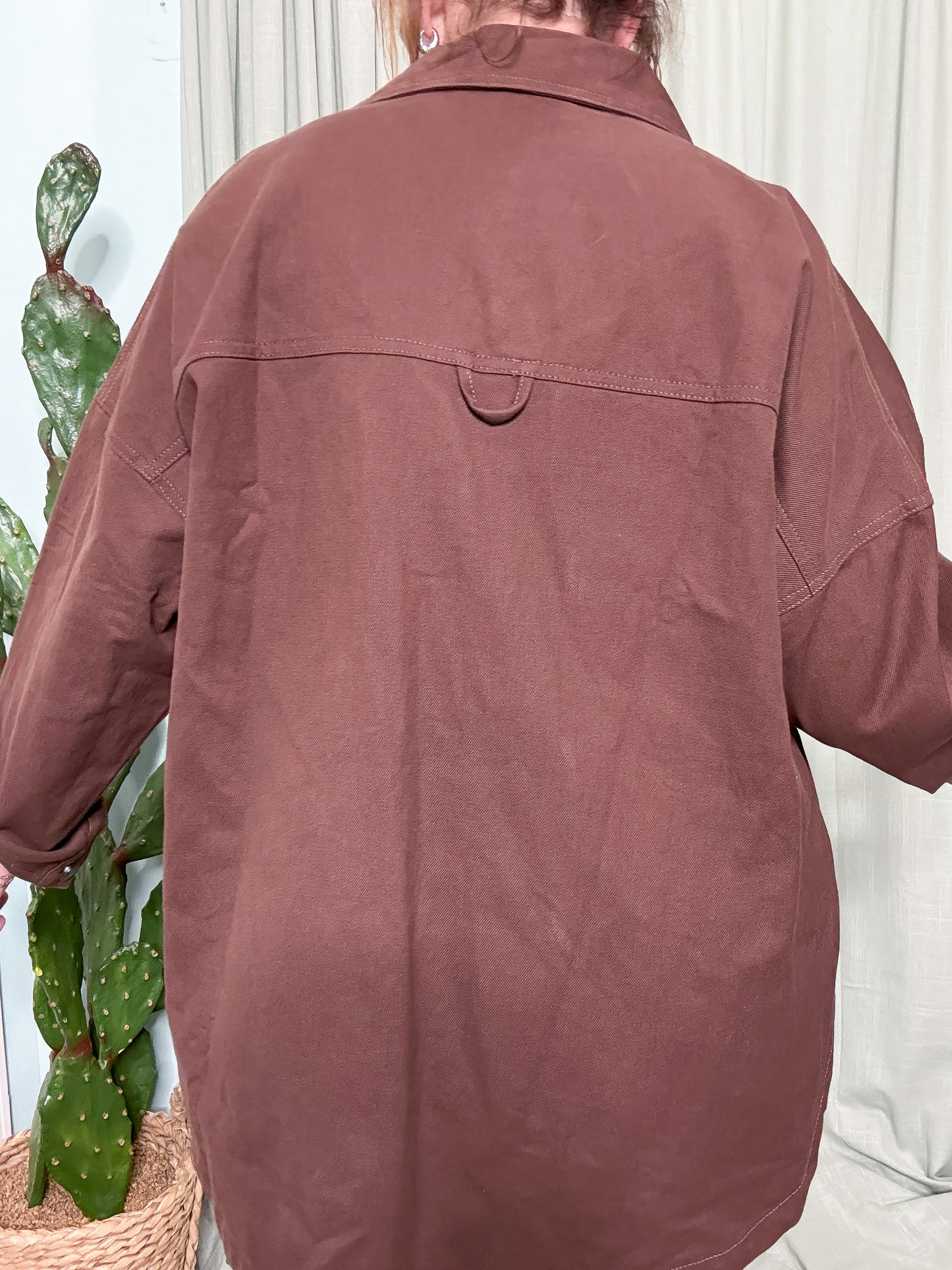 Chocolate Oversized Denim Twill Shirt Jacket
