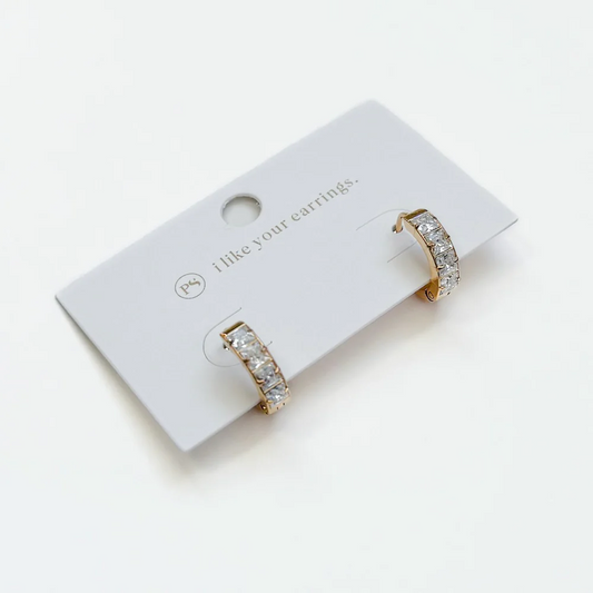 DEMI DIAMOND HUGGIE HOOPS - WATERPROOF