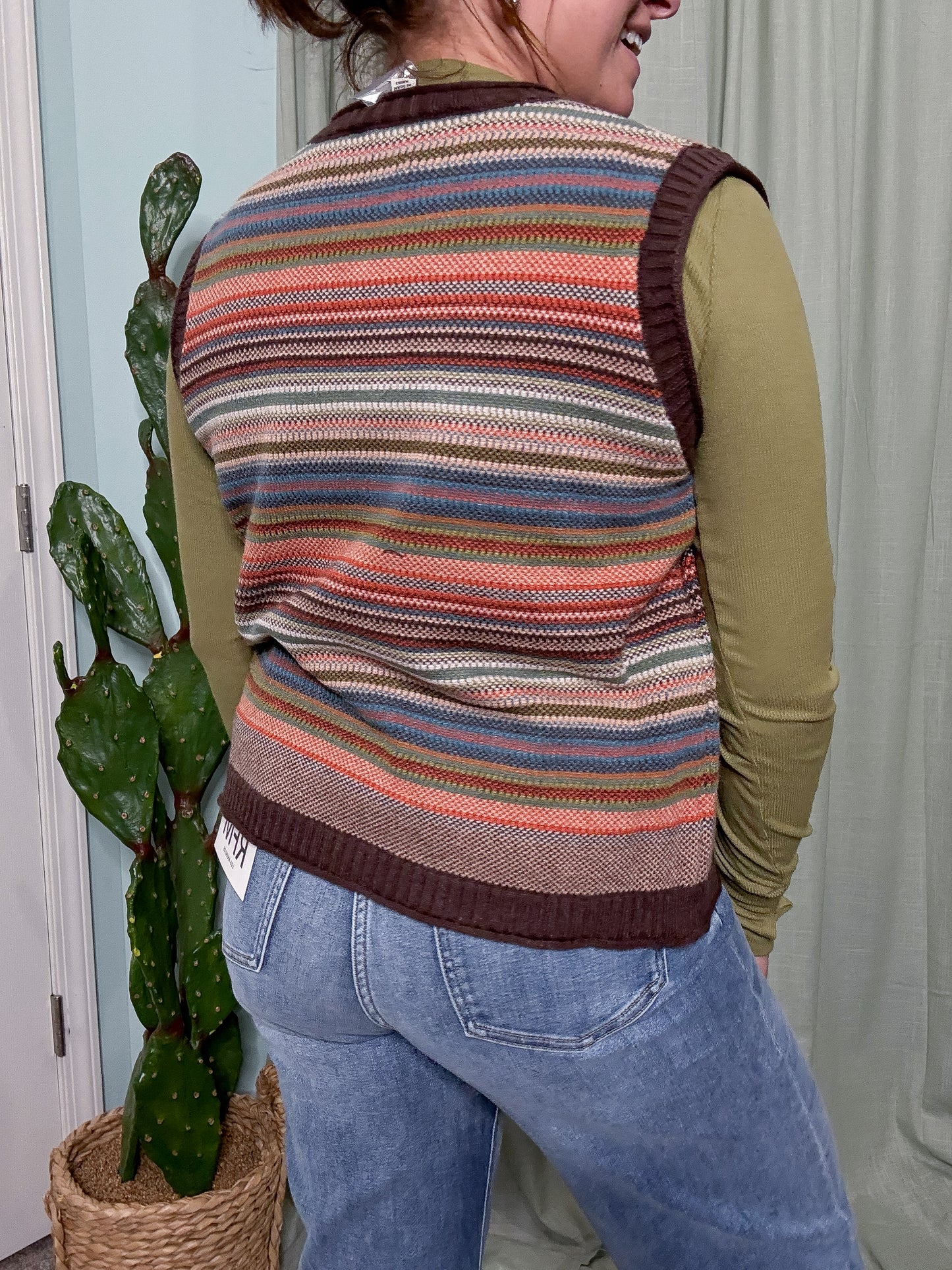 Sedona Sunset Stripe Knit Button Up Vest
