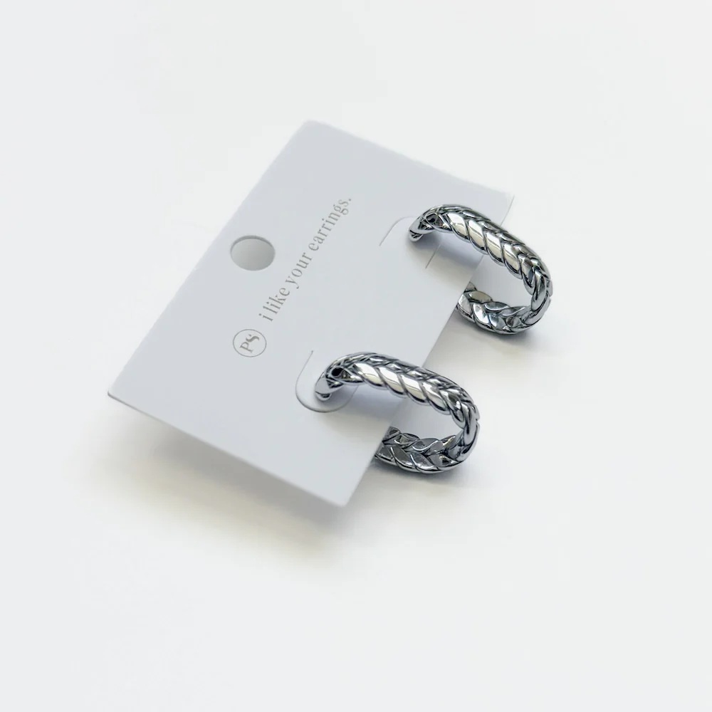 BRAIDED OVAL HOOP EARRINGS - WATERPROOF