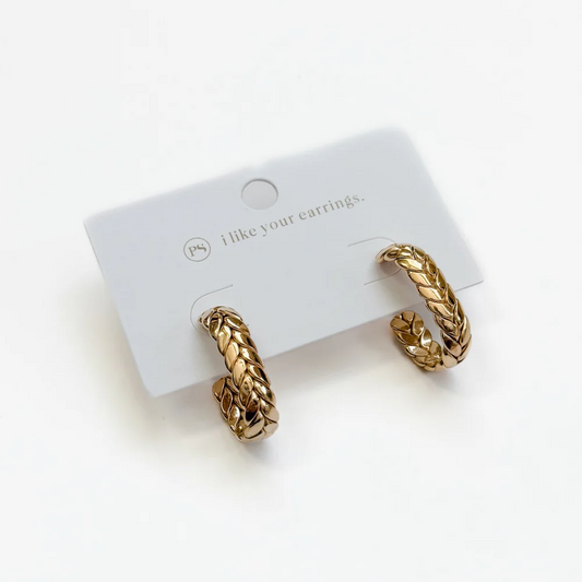 BRAIDED OVAL HOOP EARRINGS - WATERPROOF