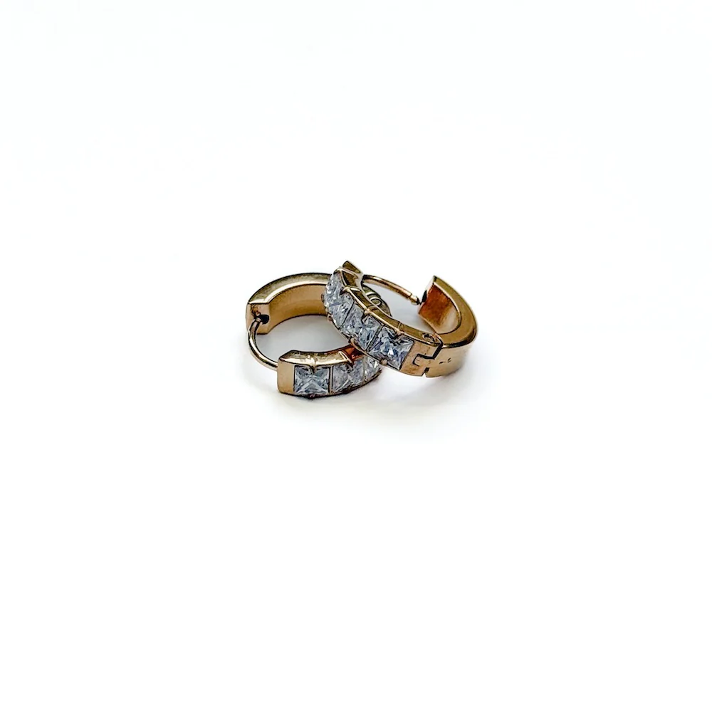DEMI DIAMOND HUGGIE HOOPS - WATERPROOF