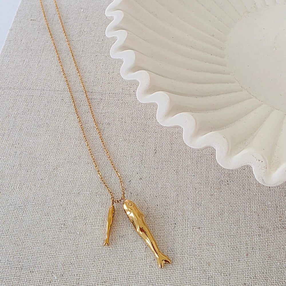 Dezi Double Fish Pendant Necklace - WATERPROOF