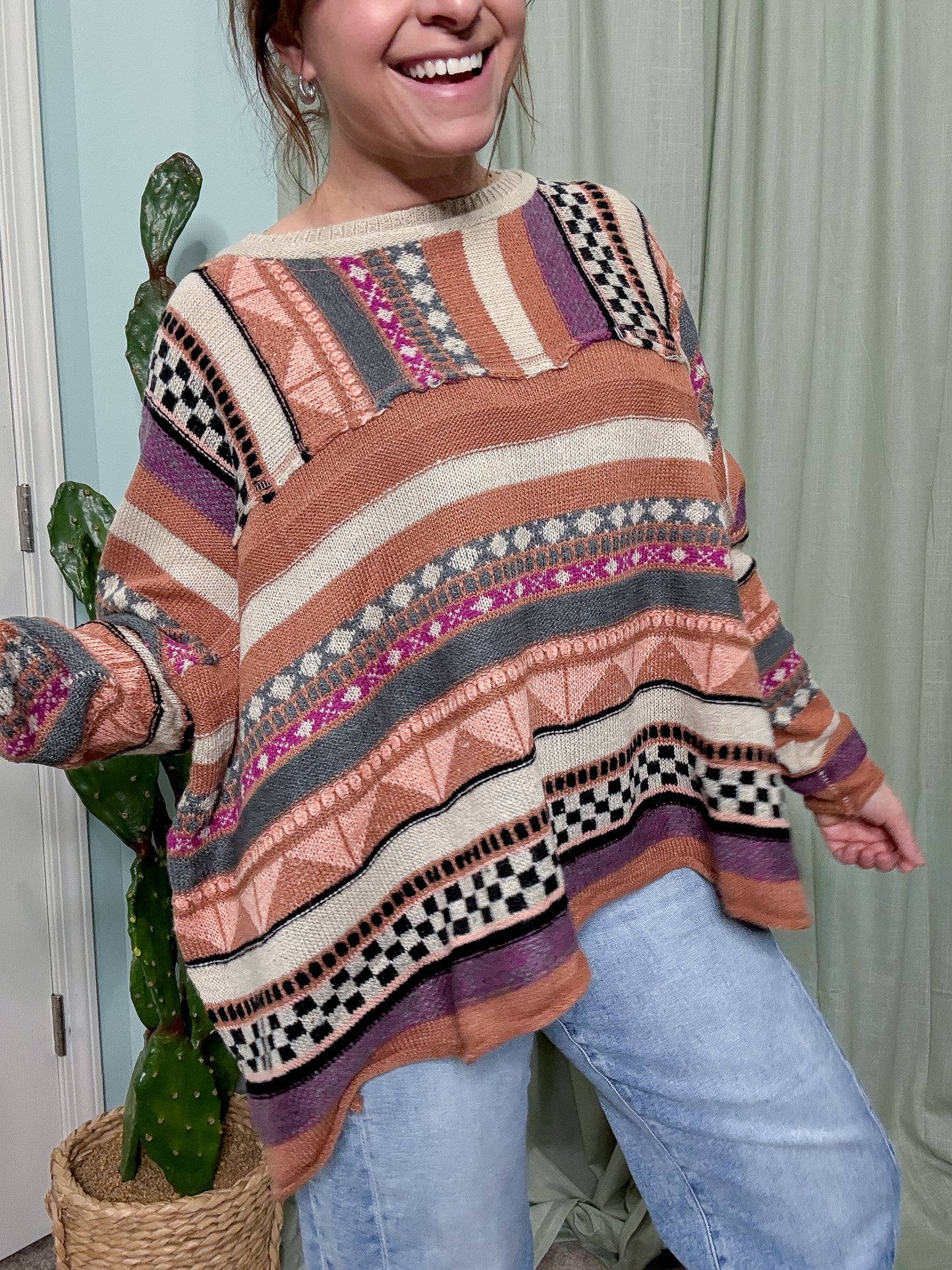 Vintage Vibes Stripe Long Sleeve Sweater