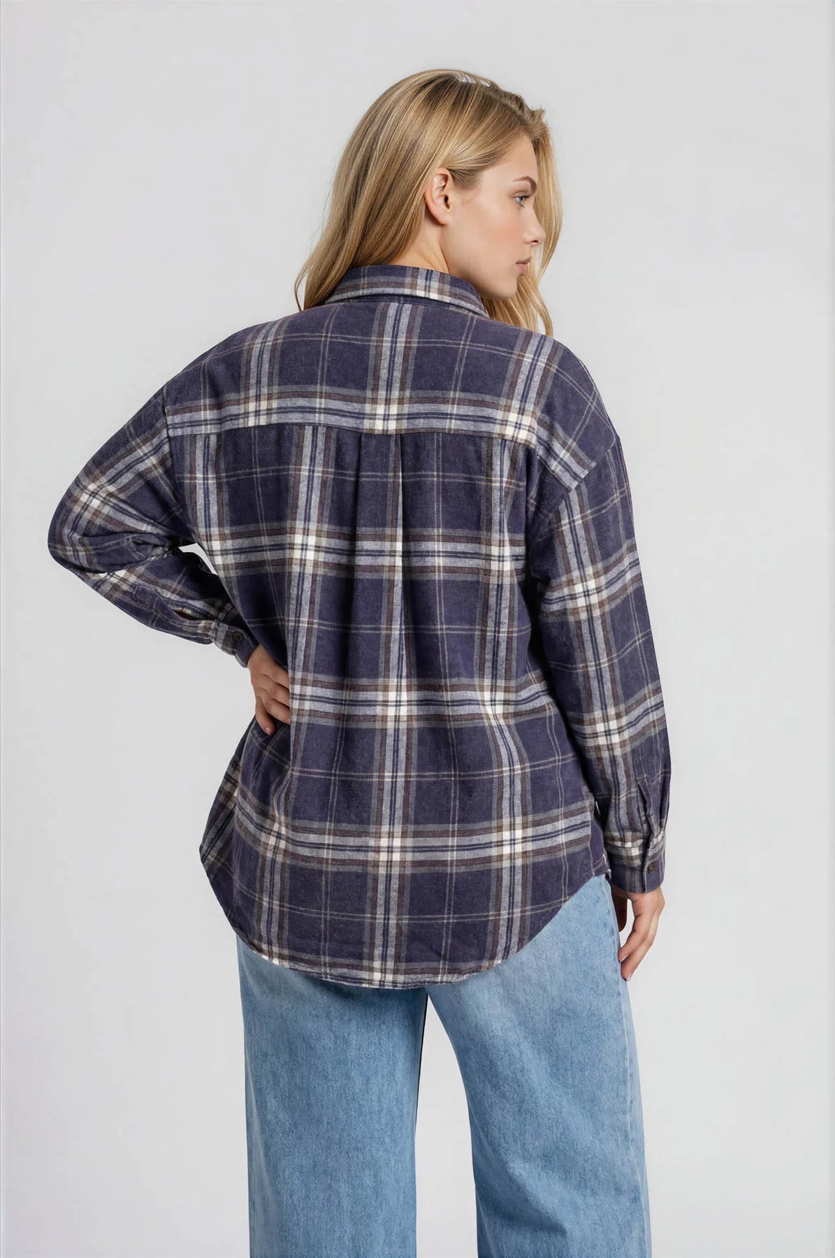 Camp 100% Cotton Washed Oversized Plaid Button Up Shirt