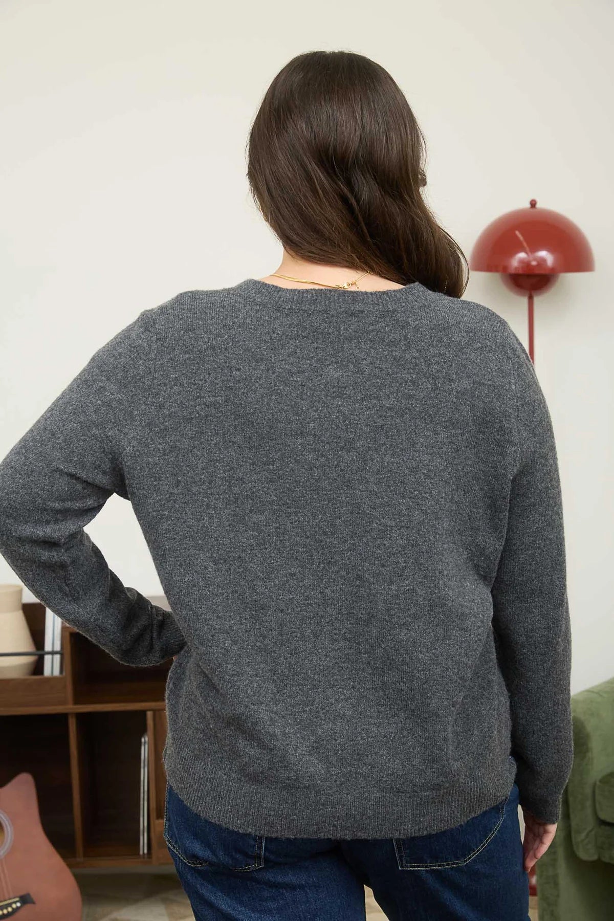 Heathers Charcoal Gray Fitted Button Up Cardigan