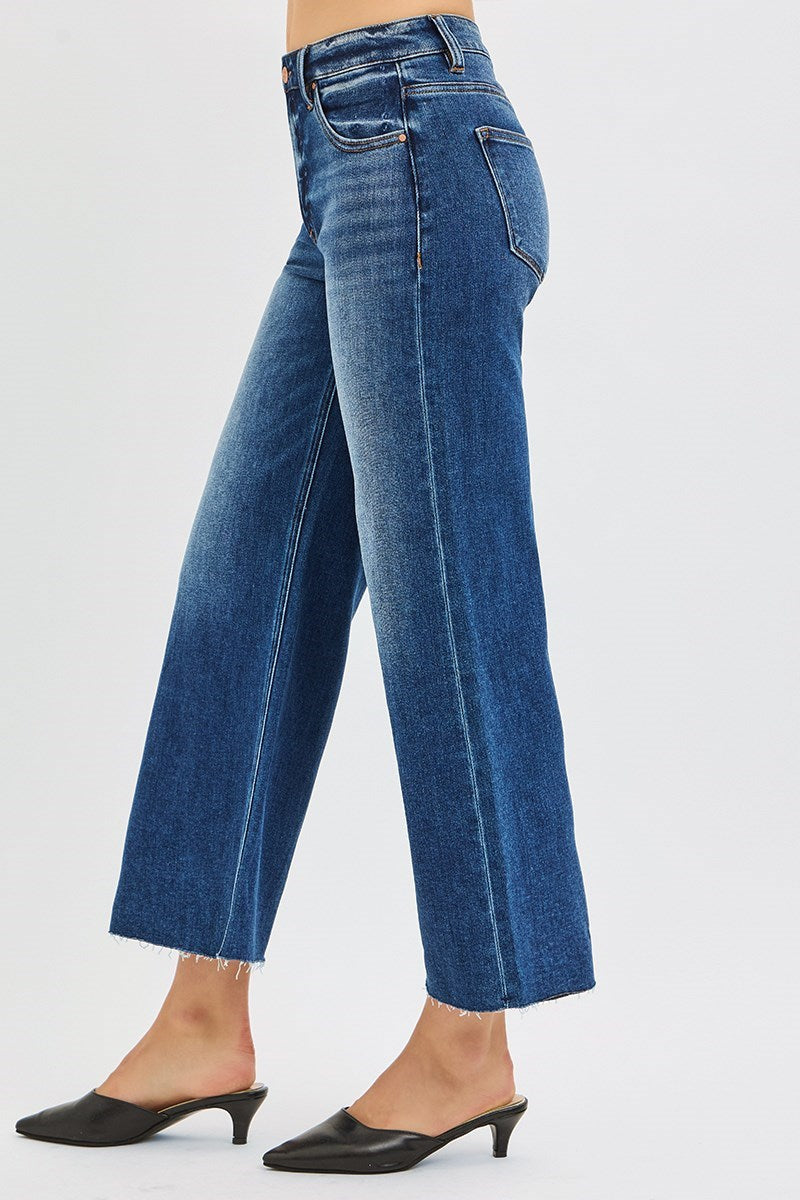 Risen Jeans Sydney Mid Rise Crop Wide Leg Medium Wash