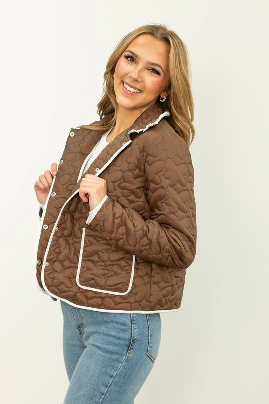 Espresso Martini Quilted Snap Front Jacket