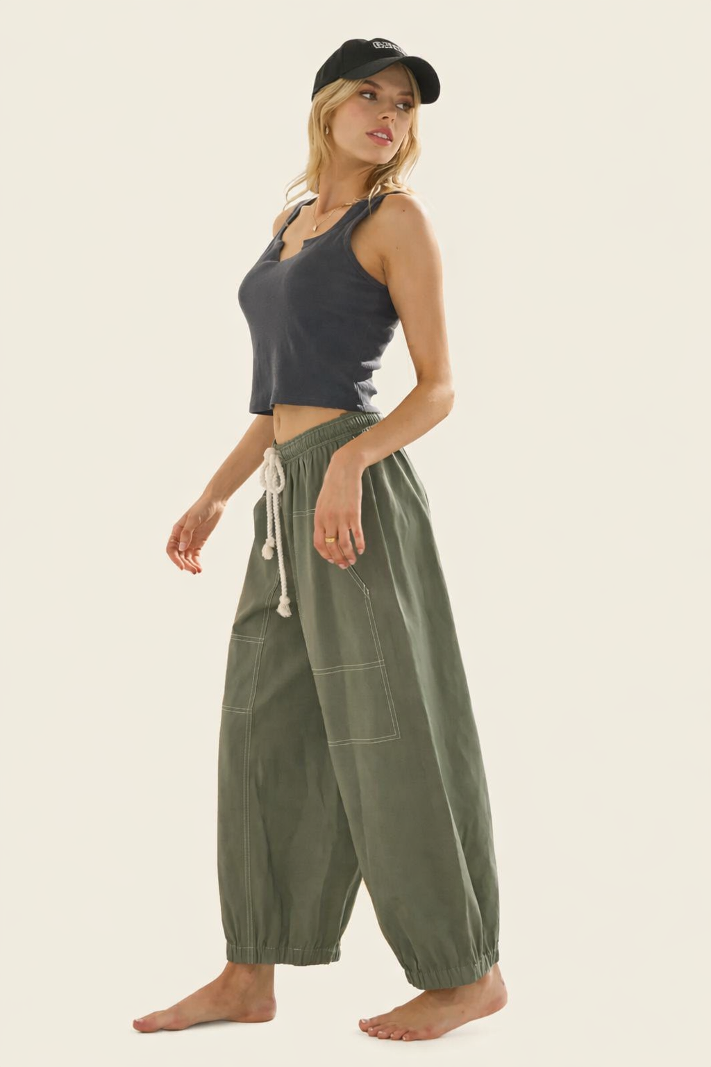 Coronado 100% Cotton Drawstring Barrel Pants