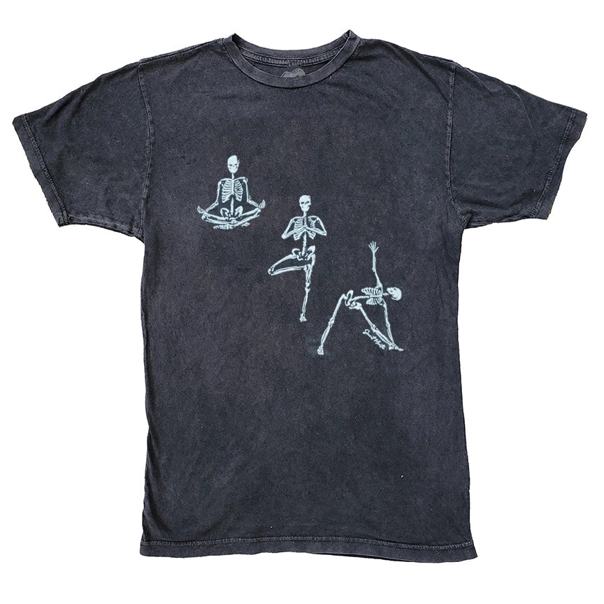 Skeleton Yoga Black Mineral Wash Tee