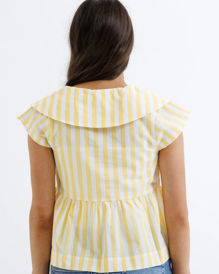 North Shore Butter Yellow Stripe 100% Cotton Blouse