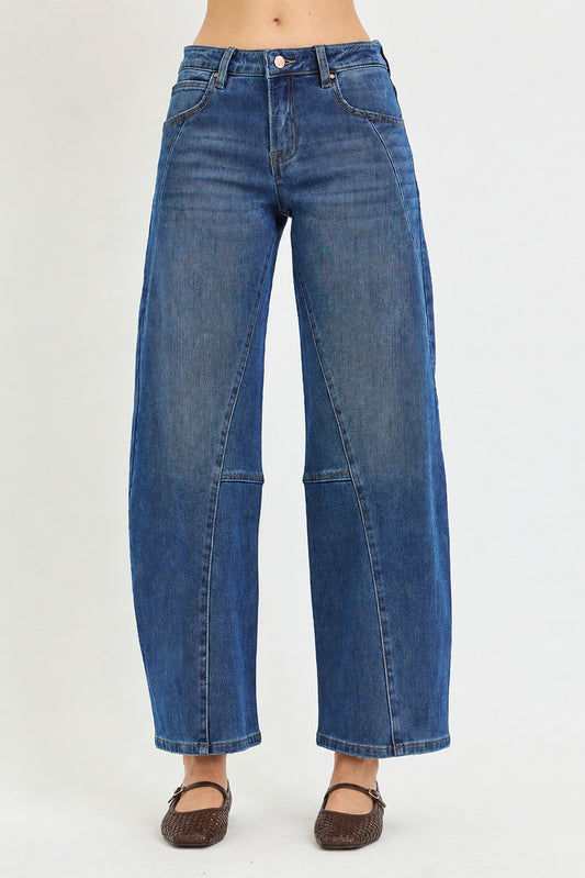 Risen Denim Dean High Rise Slouchy Barrel Jeans with Seam Details