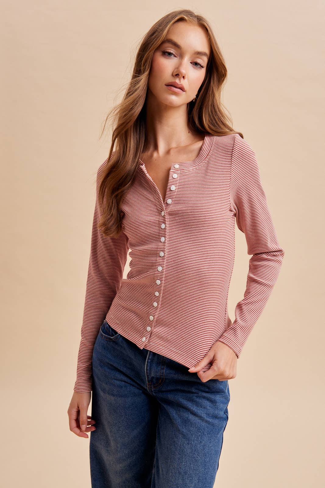 Between the Lines Striped Cotton Blend Cardigan Top