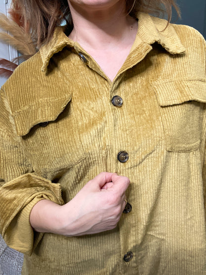 Golden Girl Corduroy Cotton Button Up Shirt