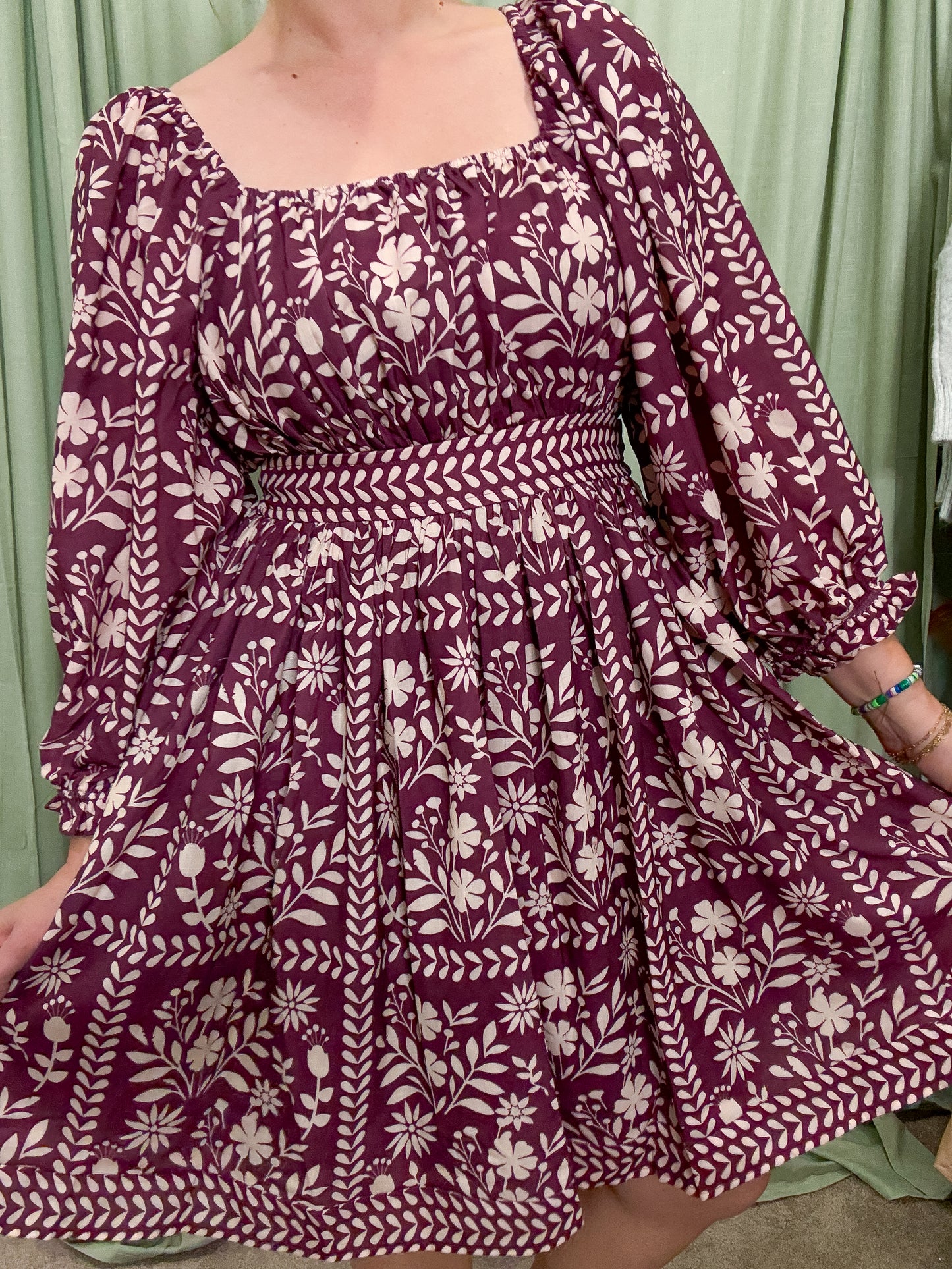 Sugar Plum Floral Print Dress with Tie Back