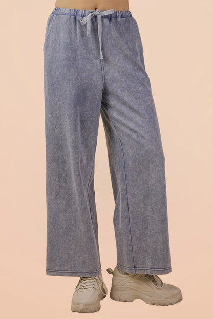 Cloud 9 Mineral Wash 100% Cotton Knit Top & Pants Lounge Set