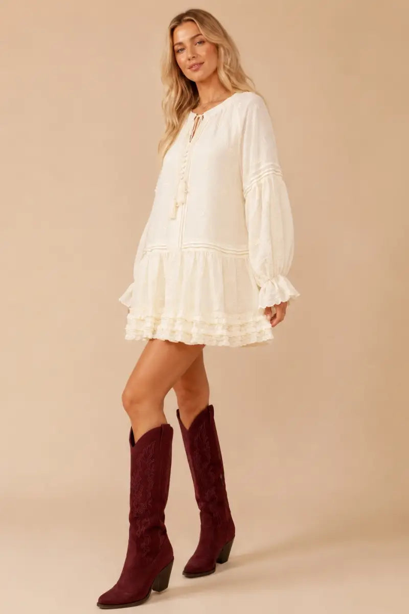 Woodstock Floral Embroidered Tencel Tunic Dress