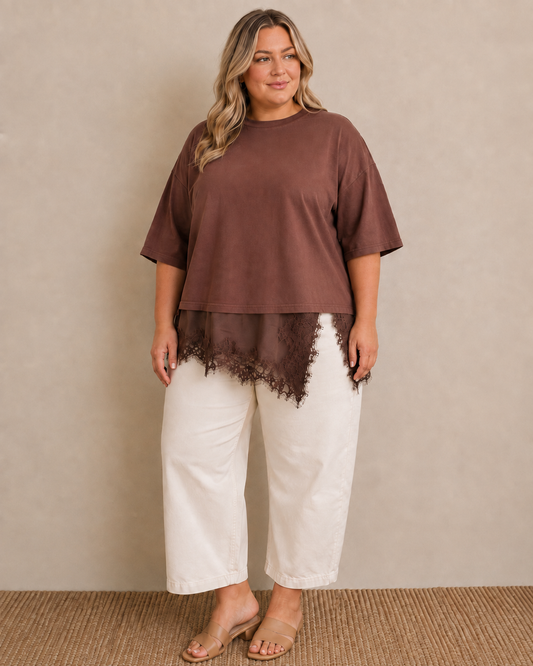 Ariana 100% Cotton Asymmetrical Lace Tunic Top