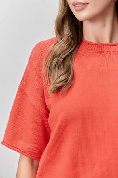 New Day Cotton Blend Short Sleeve Sweater