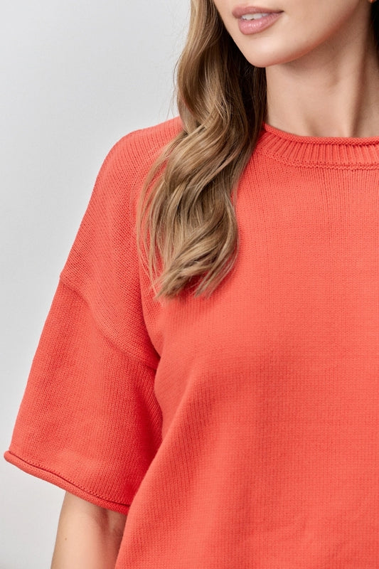 New Day Cotton Blend Short Sleeve Sweater