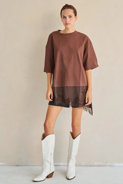 Ariana 100% Cotton Asymmetrical Lace Tunic Top