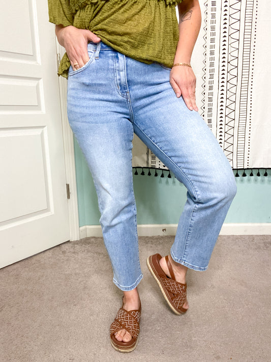 Alexie Straight Leg Crop High Rise Jeans