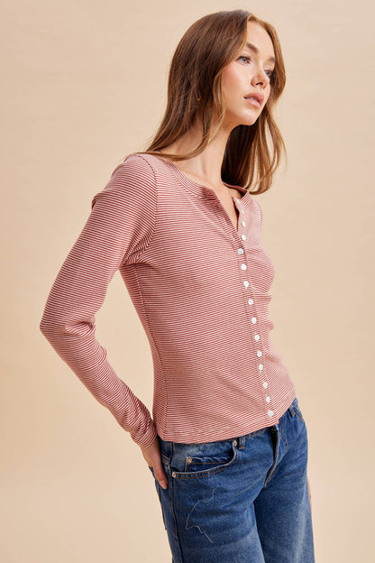 Between the Lines Striped Cotton Blend Cardigan Top