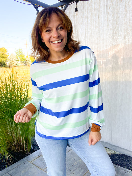 Brynn Multi Colored Striped Loose Fit Stripe Top