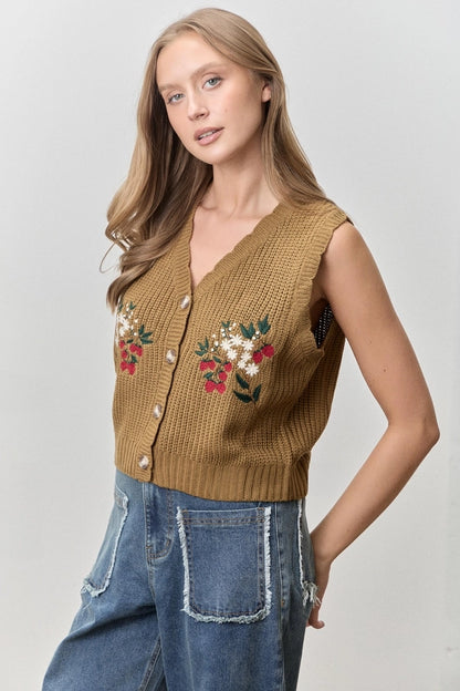 Fresh Picked Knit Button Up Vest