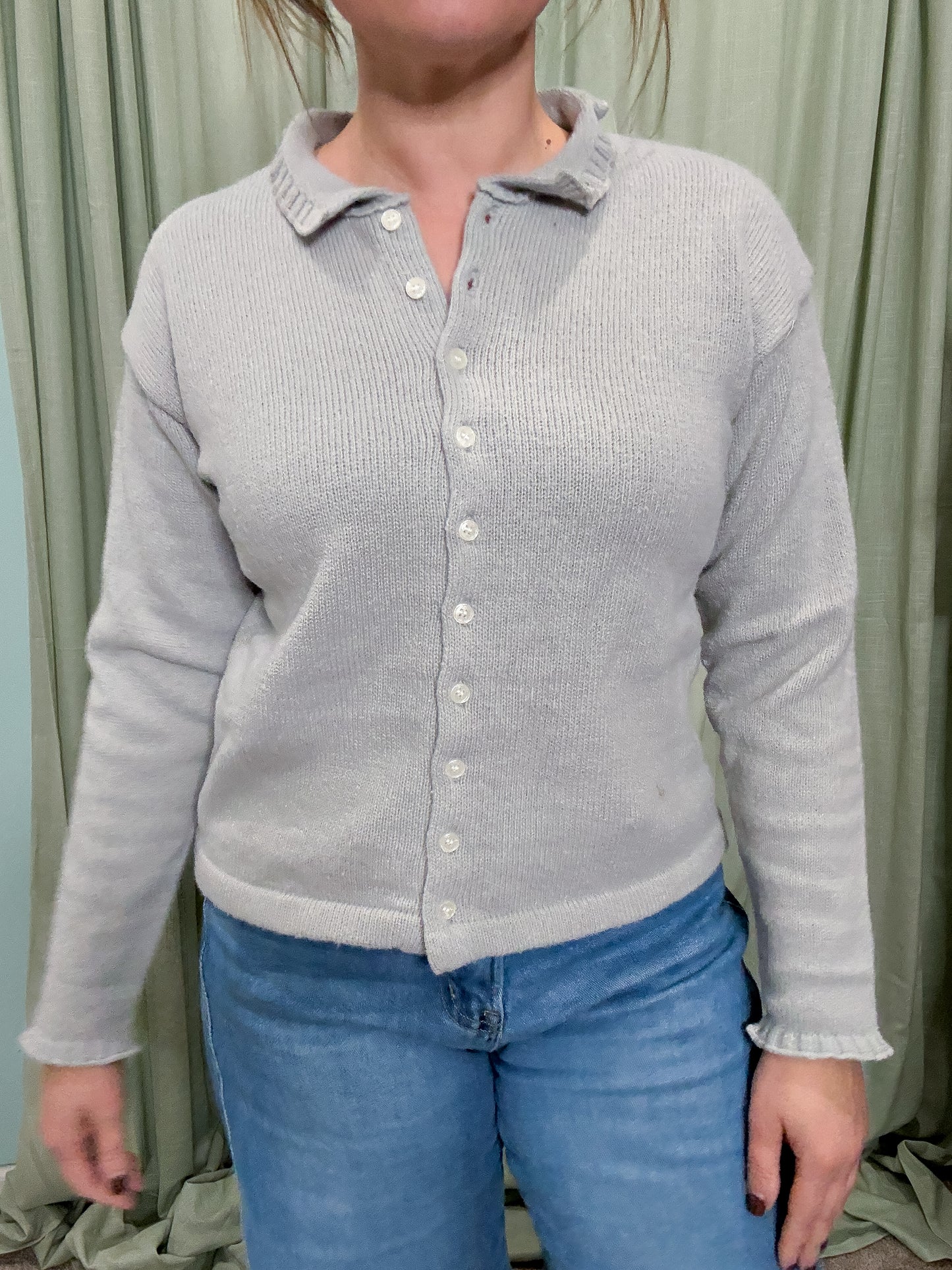 Morning Frost Roll Collar Cardigan Sweater