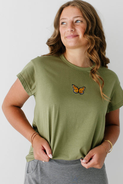 Monarch 100% Cotton Embroidered Butterfly Tee