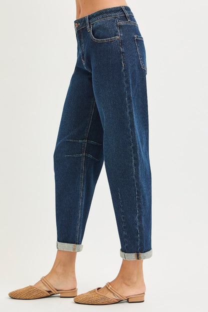 Risen Jeans Marley Corded Rolled Barrel Jeans