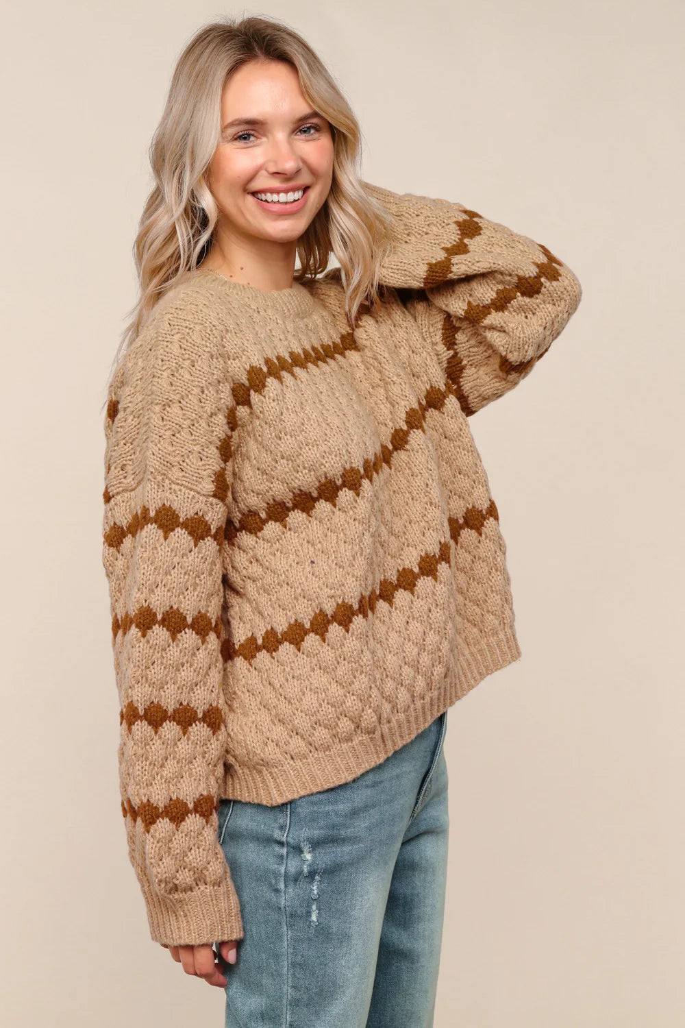 Taupe & Brown Denver Stripe Sweater