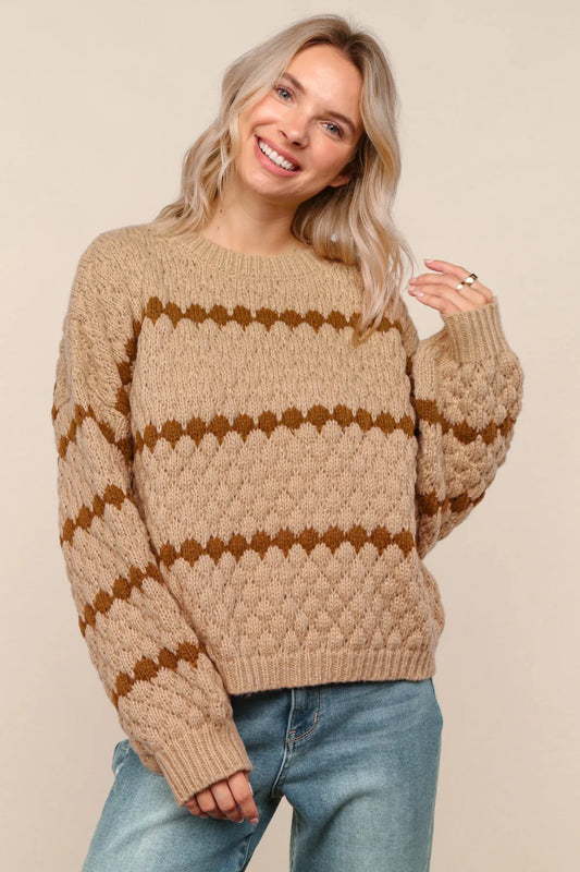 Taupe & Brown Denver Stripe Sweater