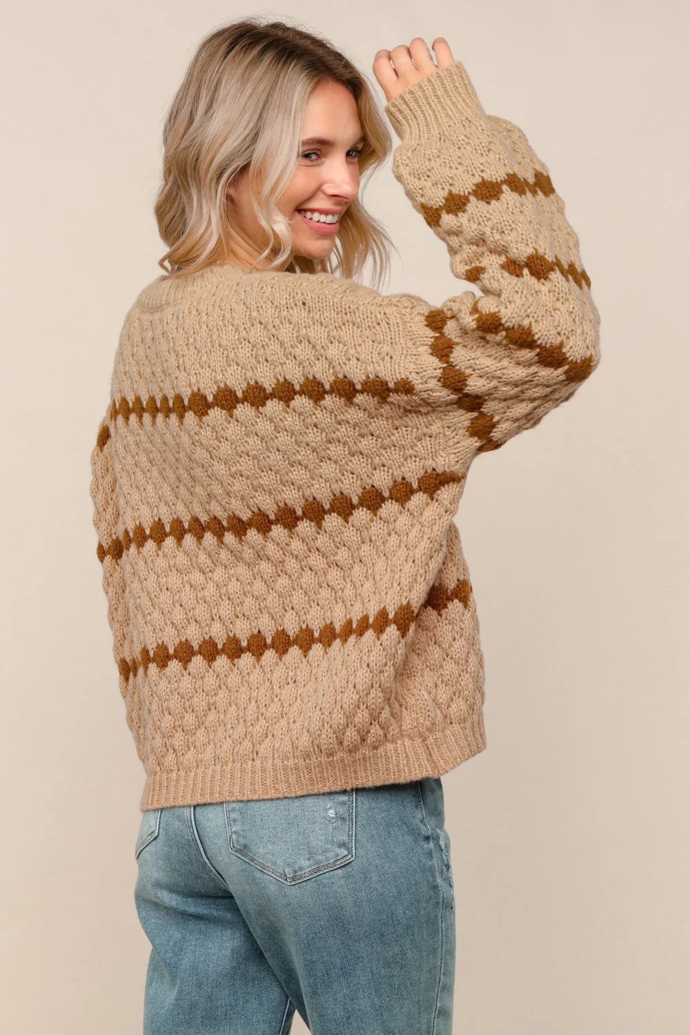 Taupe & Brown Denver Stripe Sweater