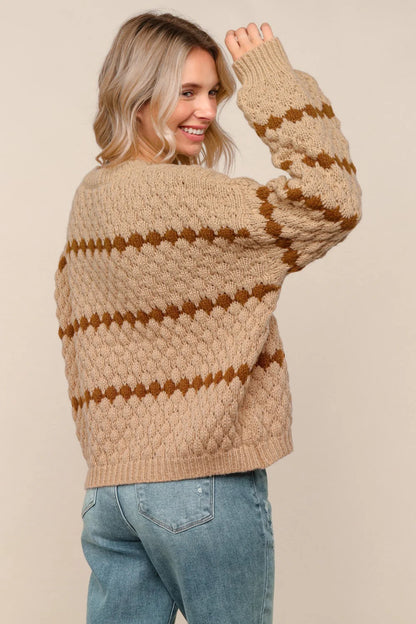 Taupe & Brown Denver Stripe Sweater