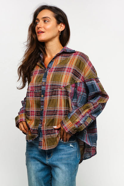 Astoria Multicolor Plaid Oversized Button Up Shirt