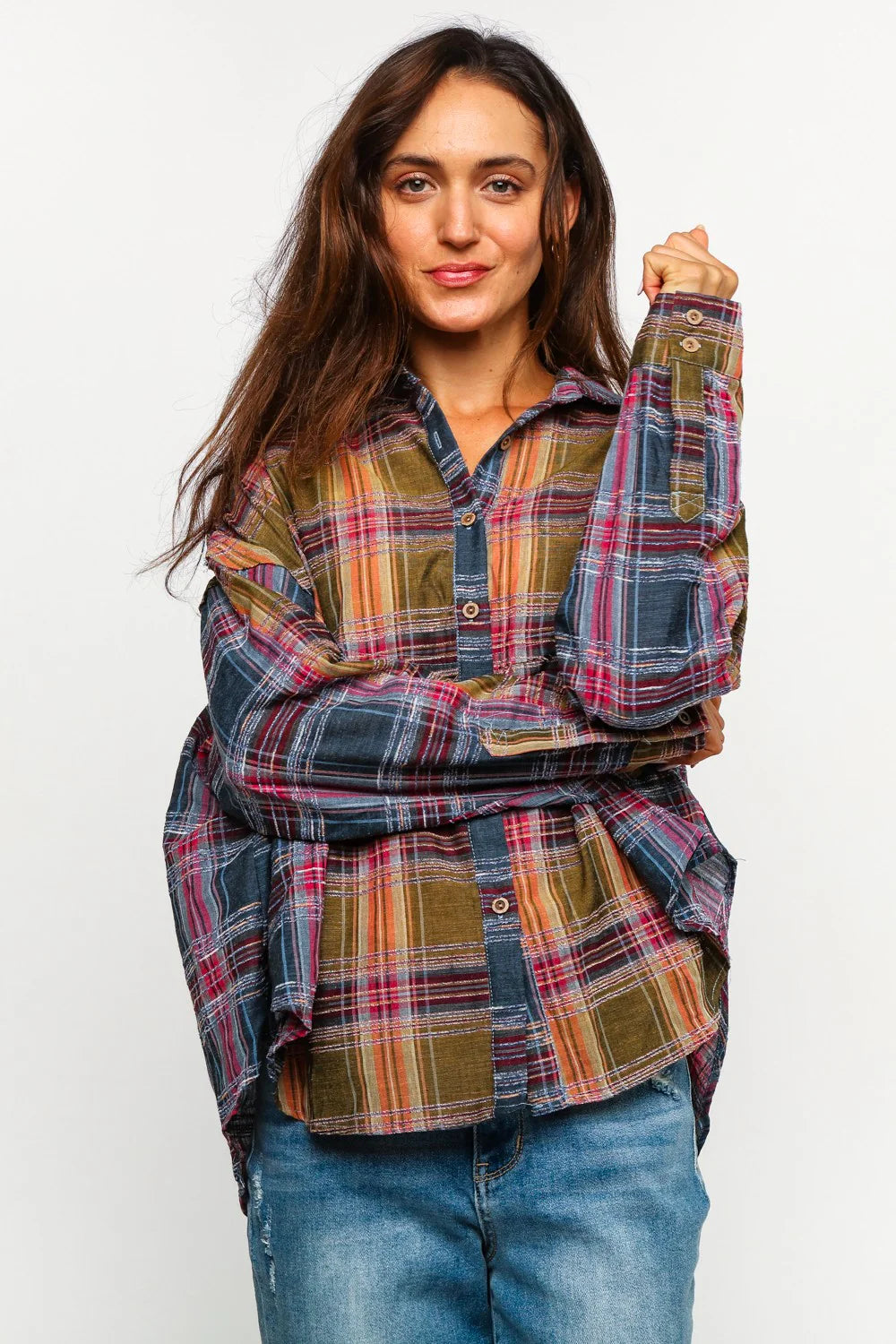Astoria Multicolor Plaid Oversized Button Up Shirt