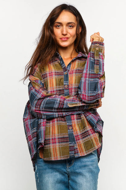 Astoria Multicolor Plaid Oversized Button Up Shirt