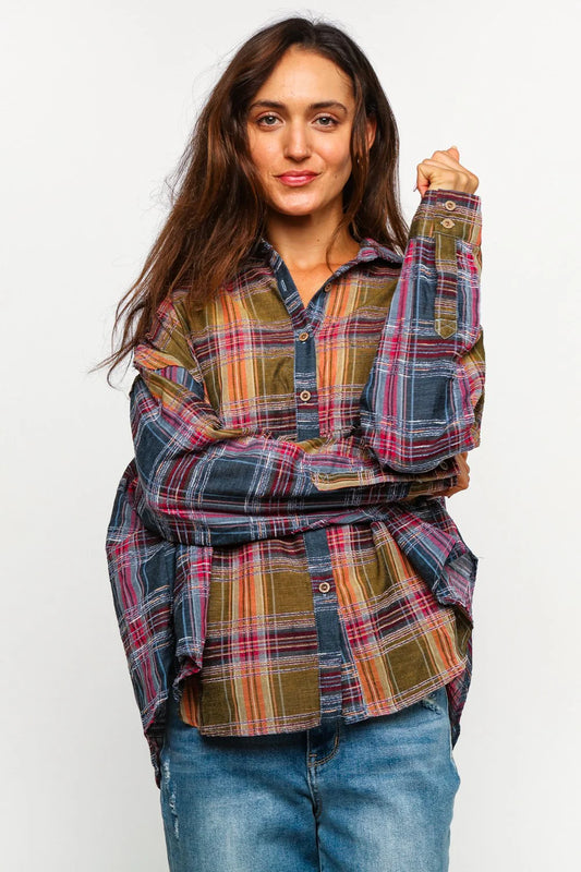 Astoria Multicolor Plaid Oversized Button Up Shirt