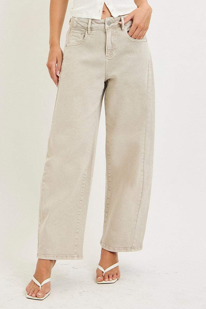 Risen Jeans Bobbi Slouchy Crop Barrel with Adjustable Waist
