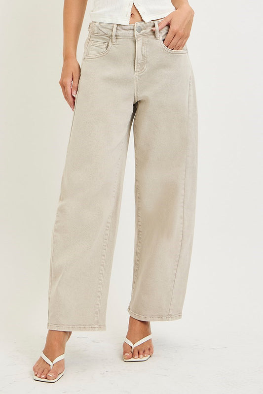 Risen Jeans Bobbi Slouchy Crop Barrel with Adjustable Waist
