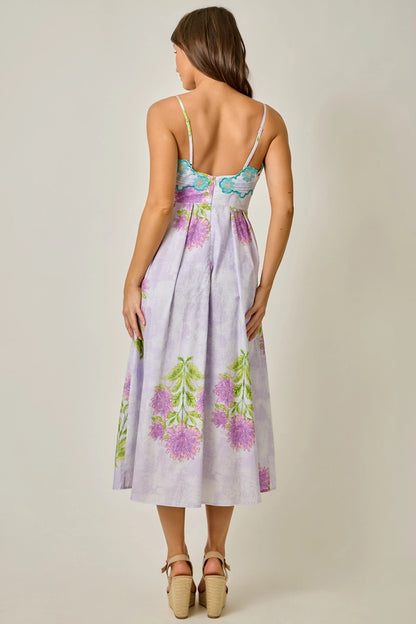Garden Party Embroidered 100% Cotton Midi Dress